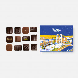 Boite de 12 chocolats boite "Noël Notre Dame" illustrée par Aloïs Marignagne